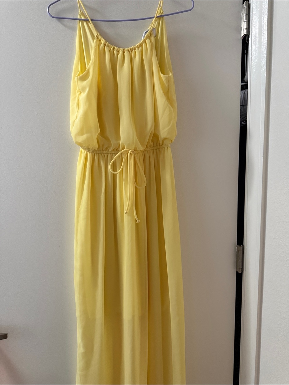 Sweet Storm Sunny Sheer Chiffon Yellow Flowy Maxi  Dress Size S